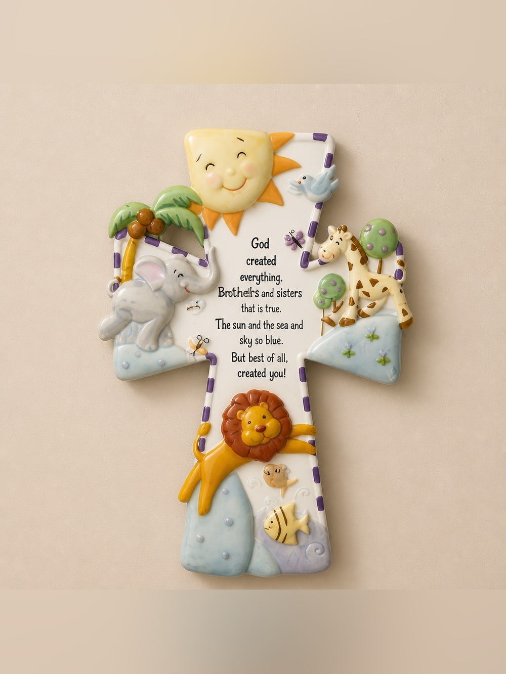 God Created Everything" Collection by Roman, Inc. Decorative Nursery Cross